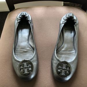 Tory Burch silver flats
